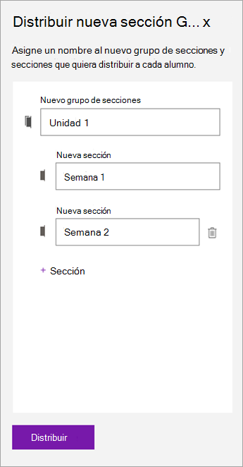 Escriba los nombres para el grupo de secciones y las secciones.]