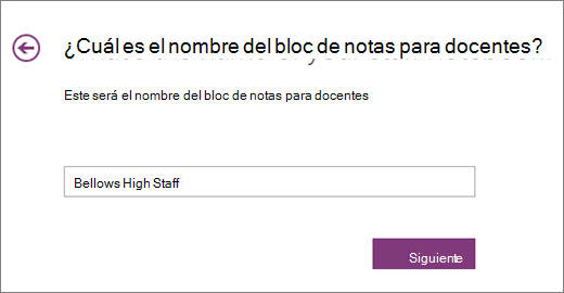 Seleccione un Nombre para el bloc de notas para docentes