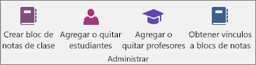 Administre el grupo de la pestaña Bloc de notas de clase.
