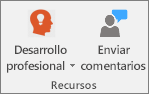 Grupo de recursos de la pestaña Bloc de notas de clase.