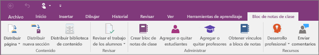 Pestaña Bloc de notas de clase.