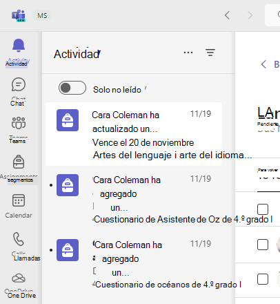 Captura de pantalla de la actividad.