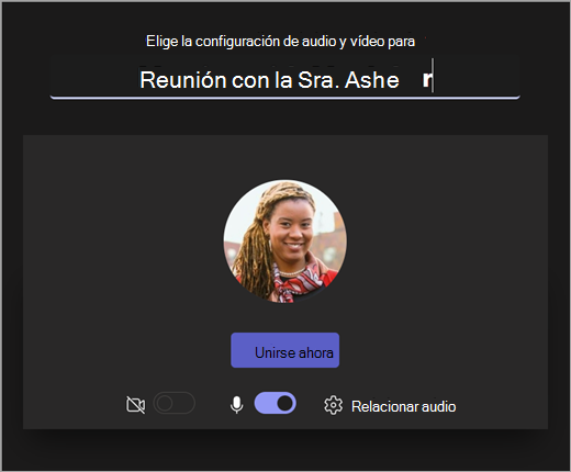 Captura de pantalla de la pantalla de inicio cuando el formador inicia una reunión en Microsoft Teams para Educación.