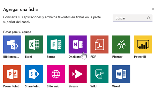 Agregar OneNote como una pestaña en un equipo.