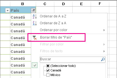 Botón de borrar filtro