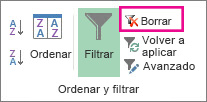Botón de borrar un filtro