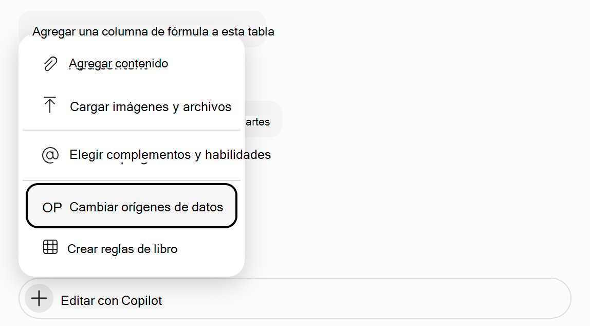 Captura de pantalla del campo de solicitud de Copilot en Excel con 