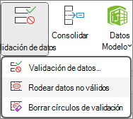 Rodear con un círculo datos no válidos en la cinta