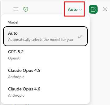 Captura de pantalla que muestra cómo usar el selector de modelos para elegir entre modelos de IA.
