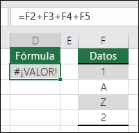 error #VALUE!