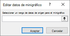 Escriba un rango de datos de origen en el cuadro de diálogo Editar datos de minigráfico.