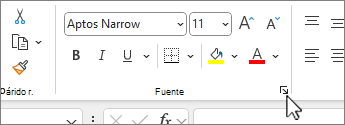 El selector de cuadro de diálogo Configuración de fuente resaltado