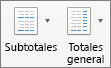 En la pestaña Diseño, seleccione Subtotales o Totales generales
