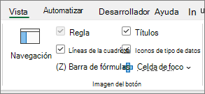 Captura de pantalla que muestra la barra de fórmulas seleccionada.