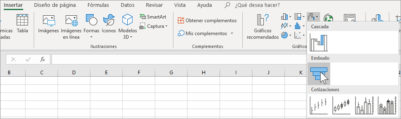 Insertar un gráfico de embudo