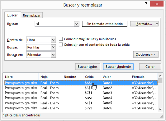 Cuadro de diálogo Buscar y reemplazar
