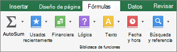 En la pestaña Fórmulas, haga clic en Texto.