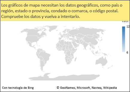 Gráfico de mapa de Excel con datos ambiguos