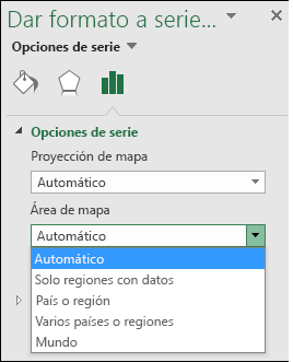 Gráfico de mapa de Excel Opciones de área de mapa