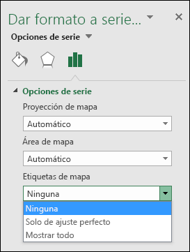 Opciones de etiqueta de gráfico de mapa de Excel
