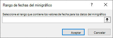 Seleccione el rango que contiene los valores de fecha de los datos del minigráfico en el cuadro de diálogo Intervalo de fechas del minigráfico.