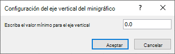 Escriba un valor mínimo para el eje vertical en el cuadro de diálogo Configuración del eje vertical del minigráfico.