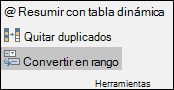 Convertir una tabla de Excel en un rango.