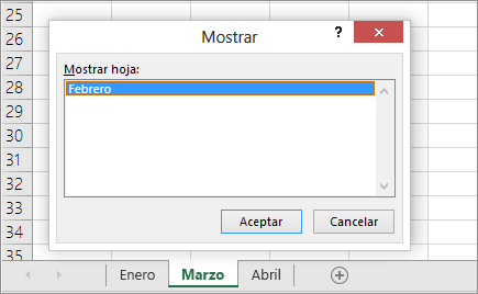 Mostrar hoja