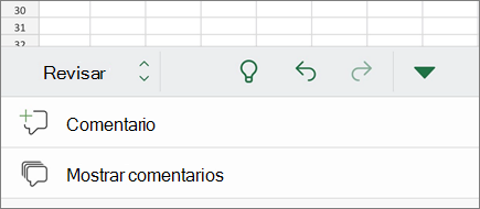 Submenú de comentarios en iPhone