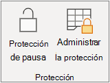 Pausar la protección de la hoja