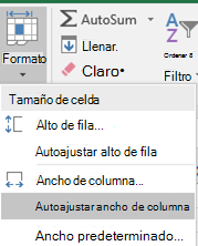 Imagen de Inicio > Formato > Autoajustar ancho de columna