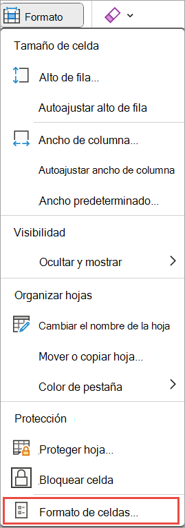 Formatear celdas para Excel