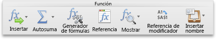 Ficha Fórmula, grupo Función
