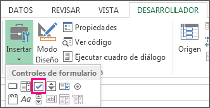 el control de la casilla en la cinta