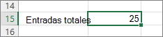 Captura de pantalla que muestra los resultados de la función CONTARA.