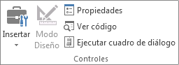 Captura de pantalla que muestra el grupo Controles.
