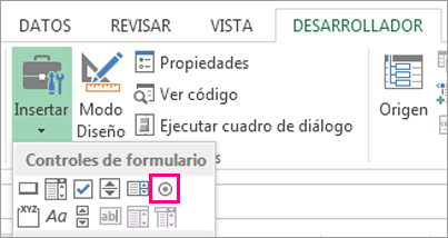el control de botón de radio en la cinta