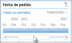 Barra de desplazamiento de la escala de tiempo