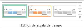 Estilos de Escala de tiempo en la pestaña Opciones de las Herramientas de escala de tiempo