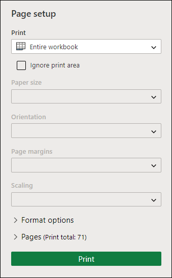 Imprimir todo el libro en Excel para la Web