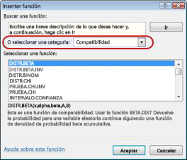 Cuadro de diálogo Insertar función