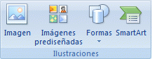 El grupo Ilustraciones de la pestaña Insertar