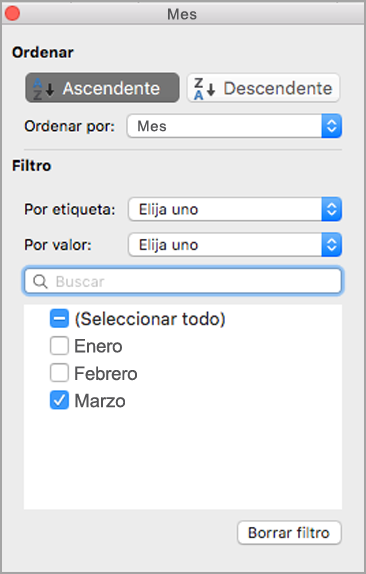 Limitar los resultados a un mes