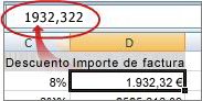 El valor se muestra en la barra de fórmulas