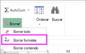 usar el botón Borrar formato para quitar el formato
