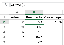 Multiplicar números por un porcentaje