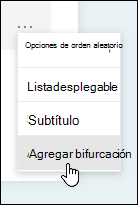 Opción de bifurcación en Microsoft Forms