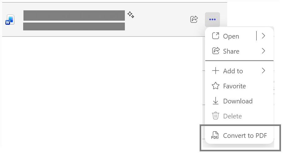 Elemento del menú que muestra Convertir a PDF