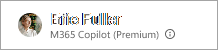 Captura de pantalla de la etiqueta que muestra M365 Premium