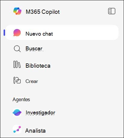 Captura de pantalla de los agentes en el panel de navegación izquierdo.